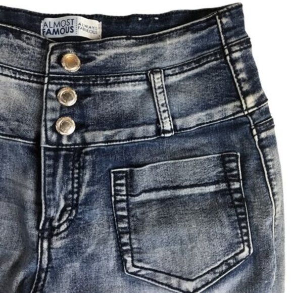 Almost Famous Button Fly Zip High Rise Skinny Jeans Size 11 Stretch Y2K 28x30 - Picture 4 of 11
